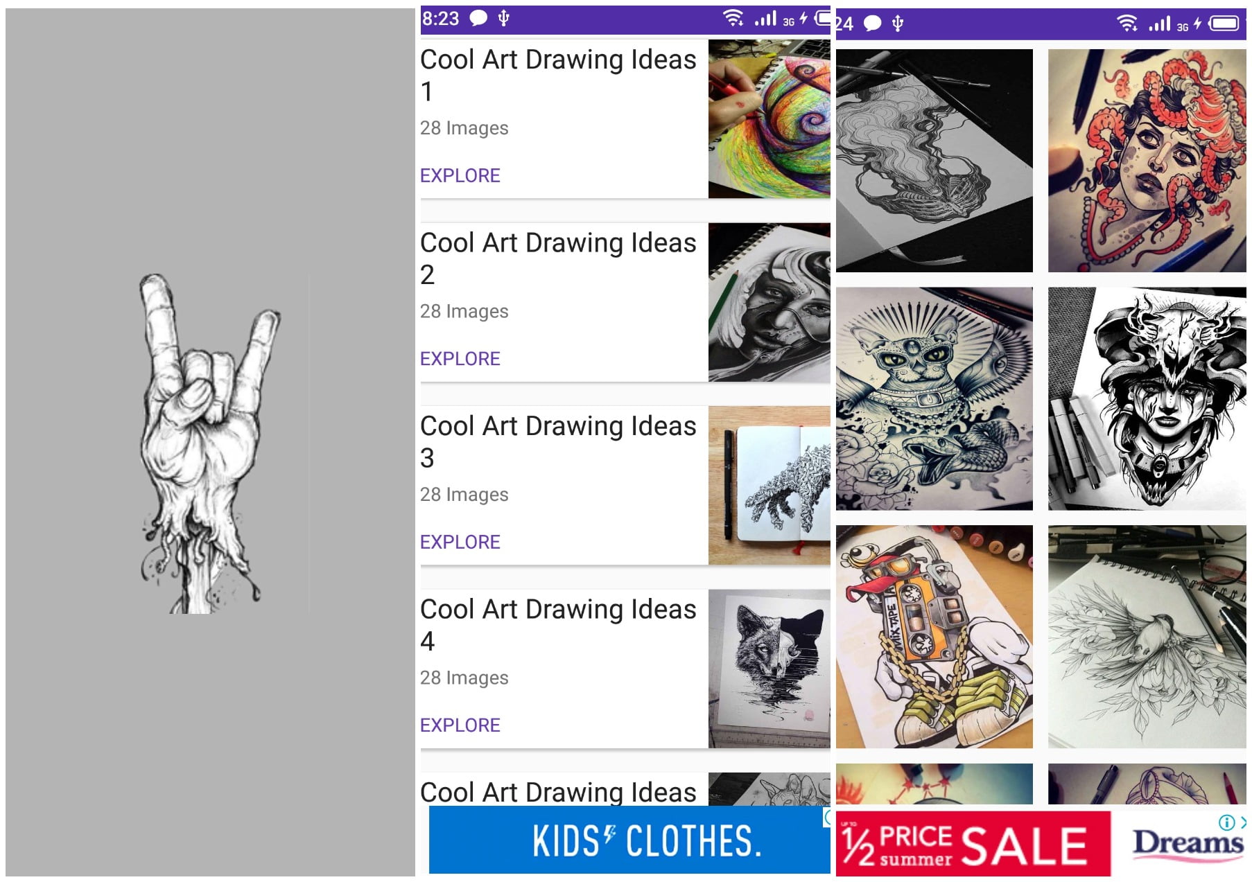 На фото изображено приложение Cool art drawing ideas