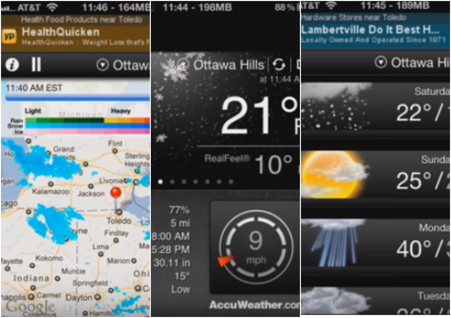 На фото приложение Accu Weather
