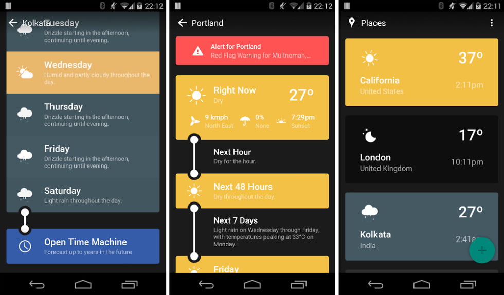 На фото приложение Weather Timeline