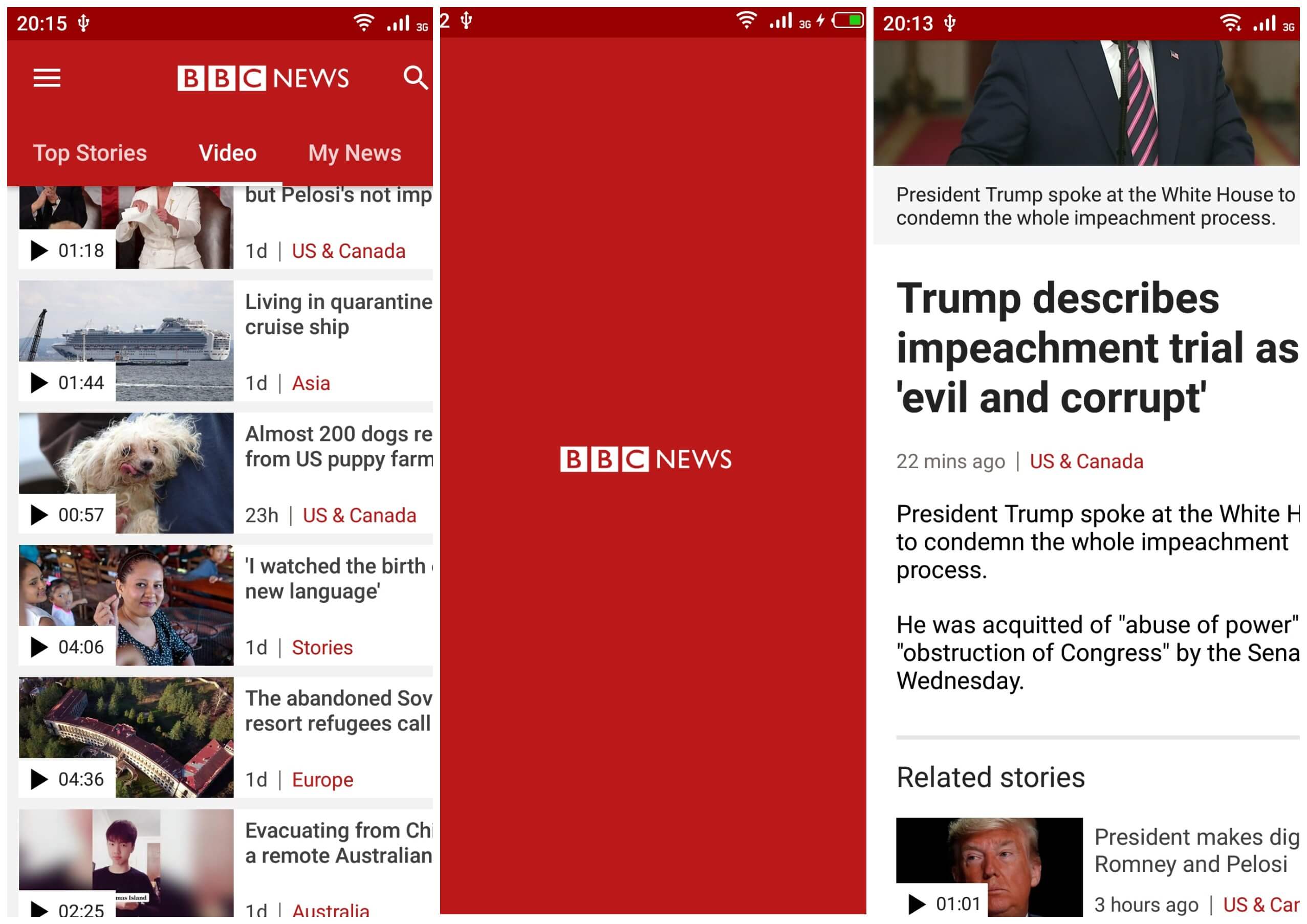На фото скриншоты приложения BBC News.