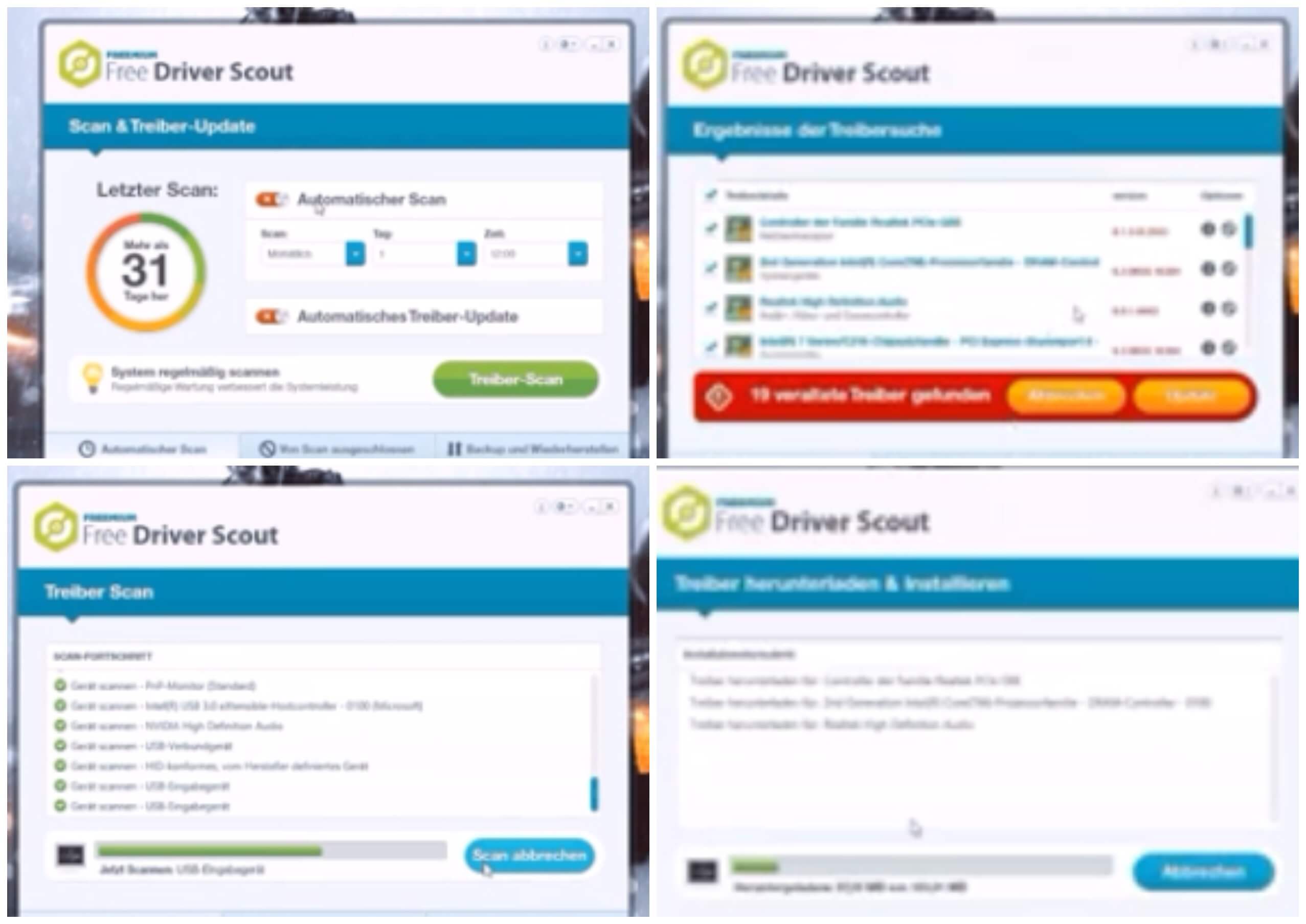 На фото изображена программа для ПК Free Driver Scout.