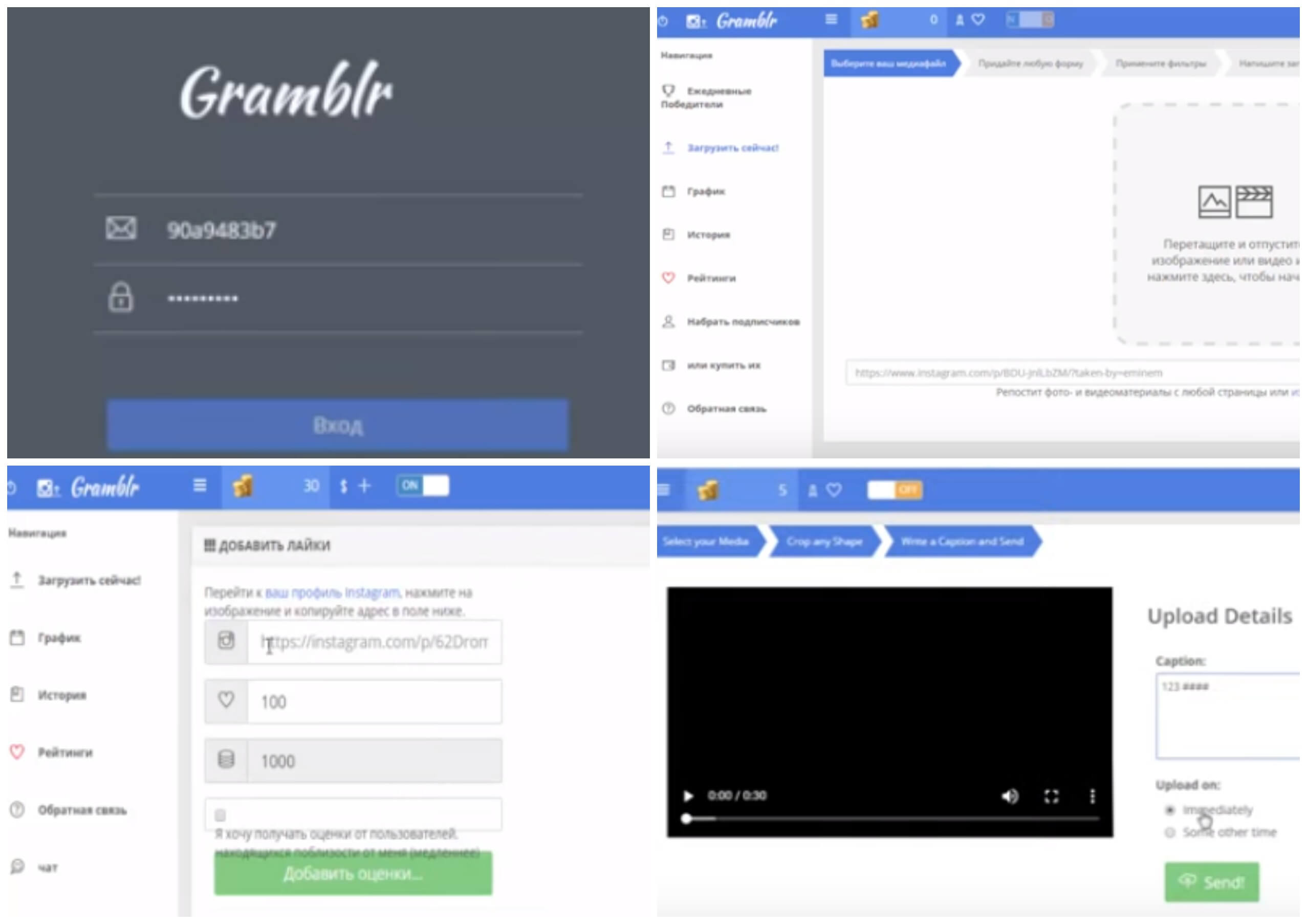 На фото изображена программа Gramblr.