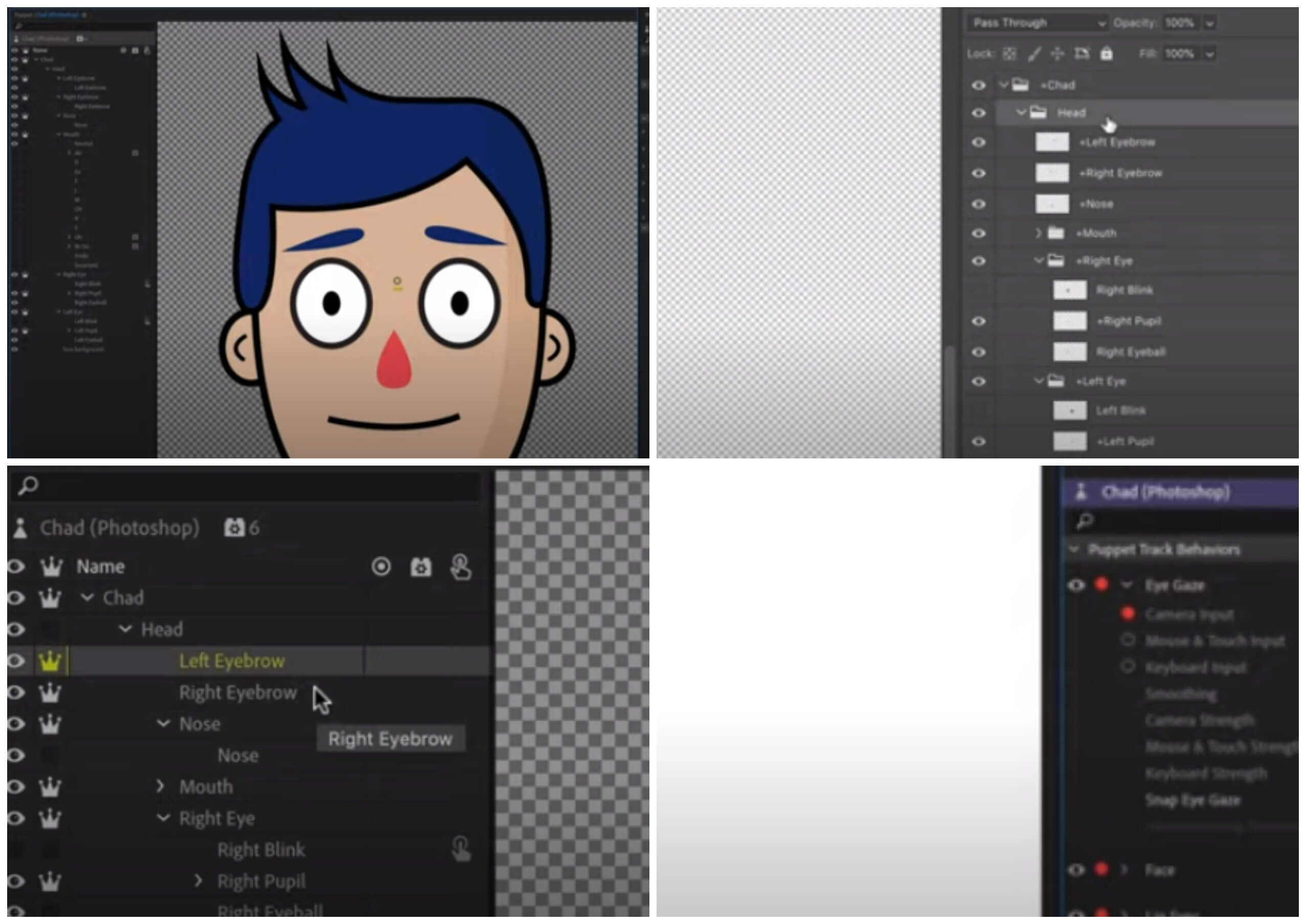 На фото изображена программа для анимаций Adobe Character Animator.