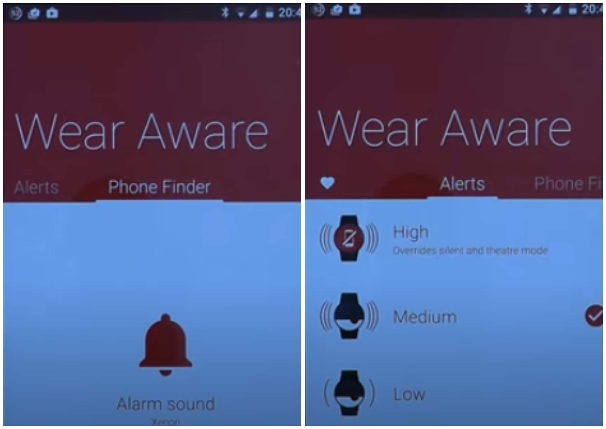 На фото изображено приложение Wear Aware.