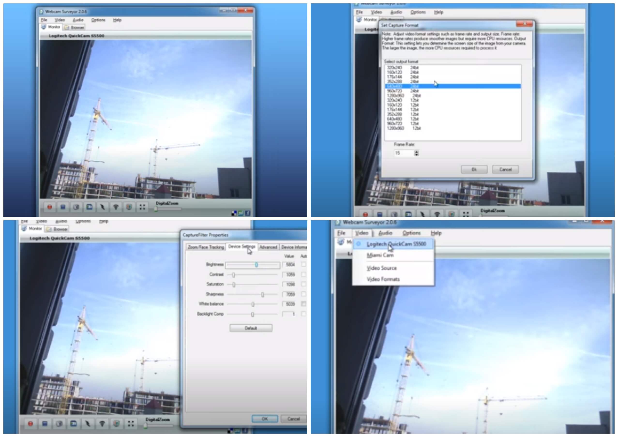 На фото изображена программа Webcam Surveyor.