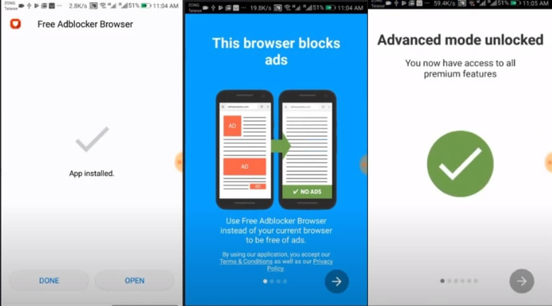 На фото изображена программа Free Adblocker Browser.