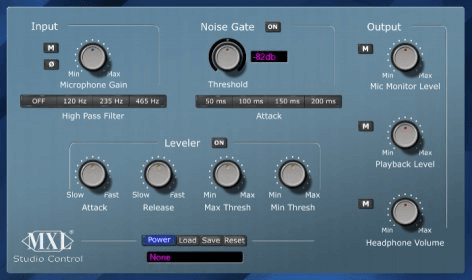 На фото изображена программа Mxl studio control.