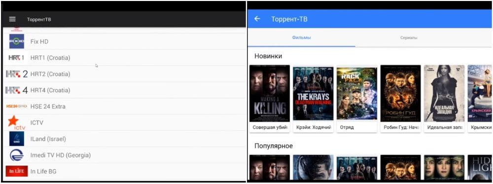 На фото изображено приложение Торрент ТВ.