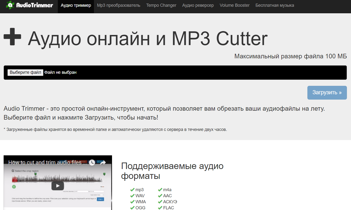 На фото изображен Audiotrimmer.