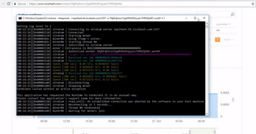 На фото изображена программа Nheqminer.